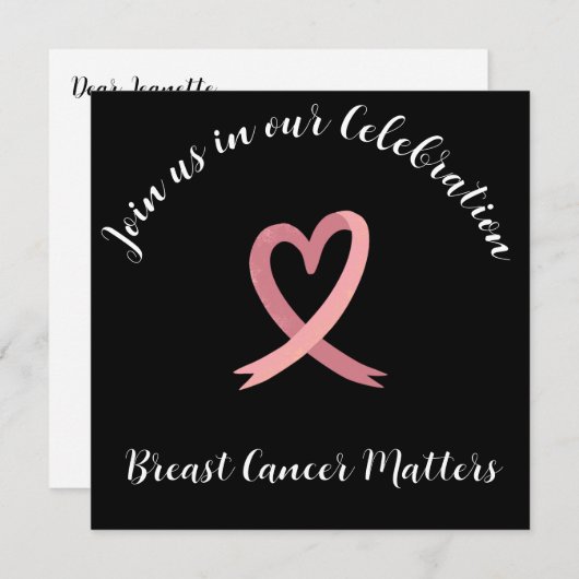 乳鮮やかがんピンクリボンパーティー 招待状 (正面/裏面)