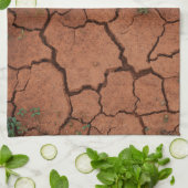 乾いたひび割れた地面 キッチンタオル (折り畳み)