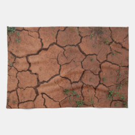 乾いたひび割れた地面 キッチンタオル