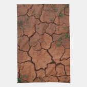 乾いたひび割れた地面 キッチンタオル (縦)