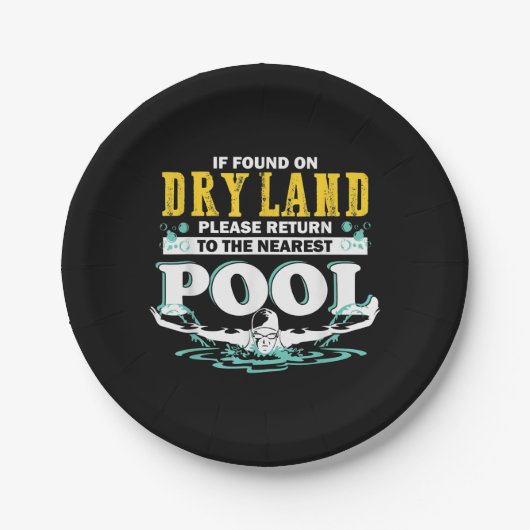 乾もし地でプール水泳チームにおもしろい戻る ペーパープレート (正面)