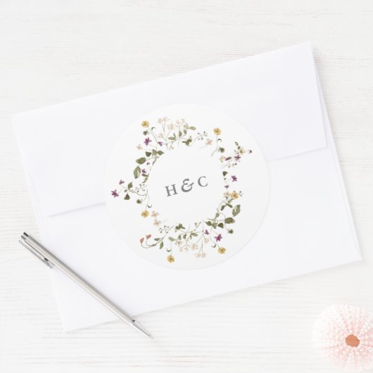 乾エレガント乾野花パンパフローラ結婚ズ ラウンドシール (封筒)