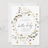 乾エレガント乾野花パンパフローラ赤ちゃんシャワー 招待状 (正面)