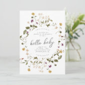 乾エレガント乾野花パンパフローラ赤ちゃんシャワー 招待状 (スタンド正面)