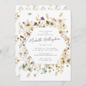 乾エレガント乾野花パンパブライダルシャワー 招待状 (正面/裏面)