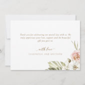 乾エレガント杯パーム葉フローラあり結婚と サンキューカード (裏面)