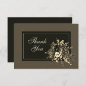 乾エレガント素朴フローラ秋結婚の サンキューカード (正面/裏面)