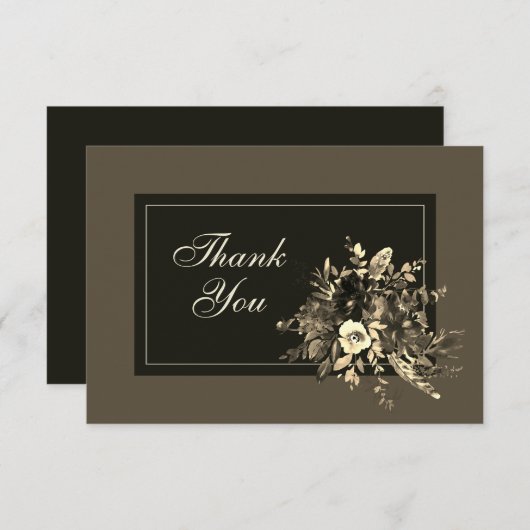乾エレガント素朴フローラ秋結婚の サンキューカード (正面/裏面)