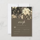 乾エレガント素朴フローラ秋結婚の 出欠カード (正面)