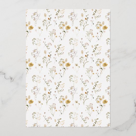 乾エレガント花花模様結婚の実在バラ 箔招待状 (裏面)