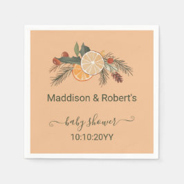 乾モダン冬柑橘系ベビーシャワー スタンダードカクテルナプキン