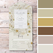 乾モダン素朴デイジーフローラディナー オールインワン招待状