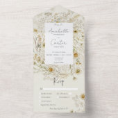 乾モダン素朴デイジーフローラディナー オールインワン招待状 (内側)