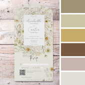 乾モダン素朴乾デイジーフローラQRコード オールインワン招待状