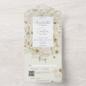 乾モダン素朴乾デイジーフローラQRコード オールインワン招待状 (内側)