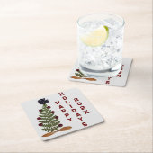 乾式プレス花クリスマスツリー スクエアペーパーコースター (インサイチュ)