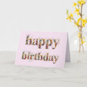 乾文字デザイン花ハッピーバースデー カード (黄色い花)