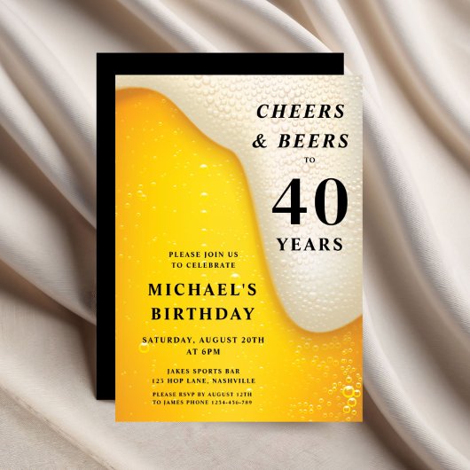 乾杯とビールで40歳の誕生日 招待状