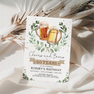 乾杯とビールで50年 大人の男の誕生日 招待状