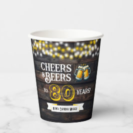 乾杯とビールで80歳の誕生日をお祝いしよう Rustic Birthday 紙コップ
