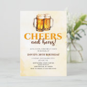 乾杯とビールのグラス 誕生日パーティー招待状 招待状 (スタンド正面)