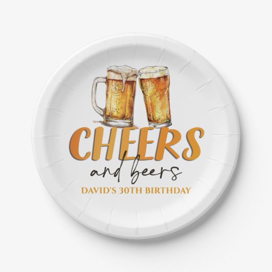 乾杯とビールのグラス 誕生日パーティー用の紙皿 ペーパープレート (正面)