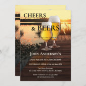 乾杯とビールの独身パーティーの招待状 招待状 (正面/裏面)