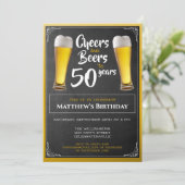 乾杯とビールの誕生日パーティー ブラックとゴールド 招待状 (スタンド正面)