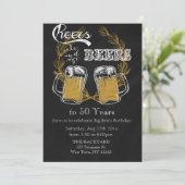 乾杯とビールの誕生日招待状 招待状 (スタンド正面)