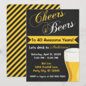 乾杯とビールの誕生日招待状 招待状 (正面/裏面)