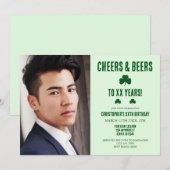 乾杯とビールの誕生日 招待状 (正面/裏面)