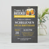 乾杯とビールの18歳誕生日招待状カード 招待状 (スタンド正面)