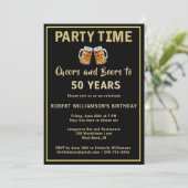 乾杯とビール パーティータイム 50歳の誕生日(何歳でも対応可能) 招待状 (スタンド正面)