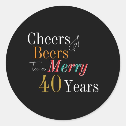 乾杯とビール メリー40歳のクリスマス誕生日 ラウンドシール (正面)