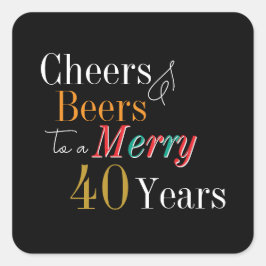 乾杯とビール メリー40歳のクリスマス 誕生日 スクエアシール