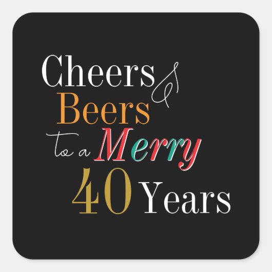 乾杯とビール メリー40歳のクリスマス 誕生日 スクエアシール (正面)