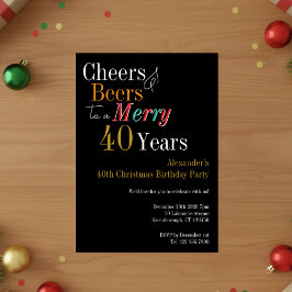 乾杯とビール メリー40歳のクリスマス 誕生日 招待状