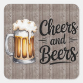 乾杯とビール 大人の誕生日パーティー スクエアシール (正面)