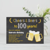 乾杯とビール 100歳の誕生日パーティーへの招待状 招待状 (スタンド正面)