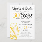 乾杯とビール 30歳 男性 カジュアル 誕生日 招待状 (正面)