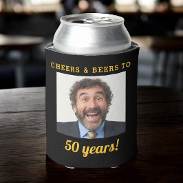 乾杯とビール 50歳の誕生日フォトキーピング 缶クーラー