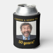 乾杯とビール 50歳の誕生日フォトキーピング 缶クーラー (缶正面)