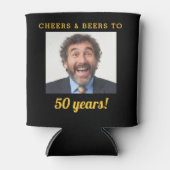 乾杯とビール 50歳の誕生日フォトキーピング 缶クーラー (正面)