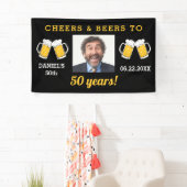 乾杯とビール 50歳の誕生日フォトキープ 横断幕 (インサイチュ)