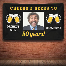 乾杯とビール 50歳の誕生日フォトキープ 横断幕