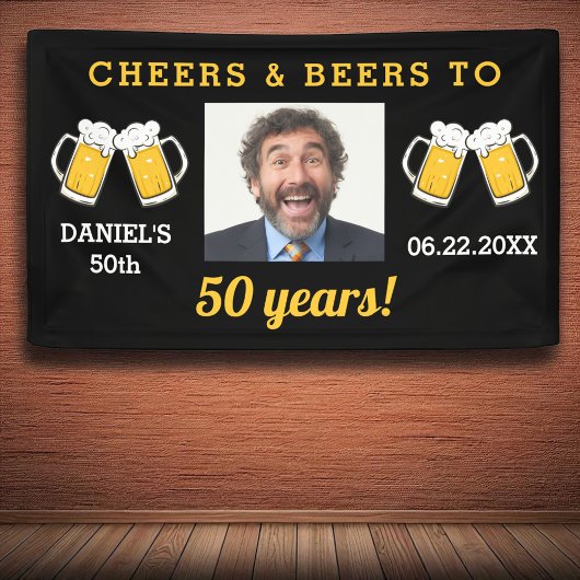 乾杯とビール 50歳の誕生日フォトキープ 横断幕