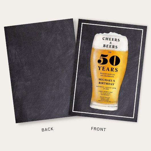 乾杯とビール 50歳の誕生日 招待状