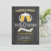 乾杯とビール 60歳の誕生日招待状カード 招待状 (スタンド正面)