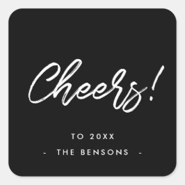 乾杯の新年の黒白の現代タイポグラフィ スクエアシール