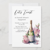 乾杯を！シャンパンフラワーの花嫁のシャワー 招待状 (正面)